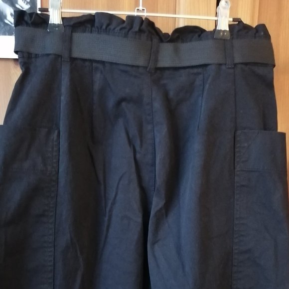 H&M Black high rise belted pants sz 30 sz L - Picture 6 of 8